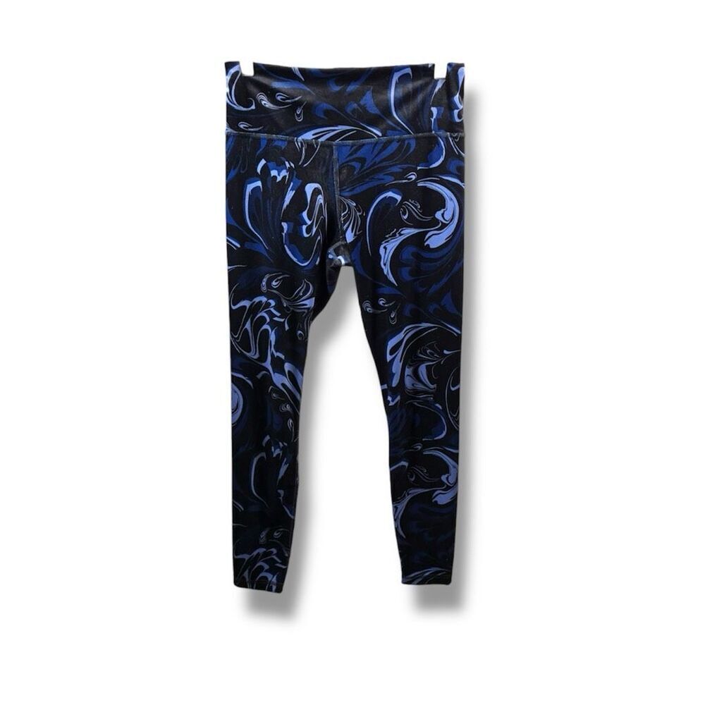 Athleta Elation Velvet Tight Leggings in Velour Black Blue Size MP